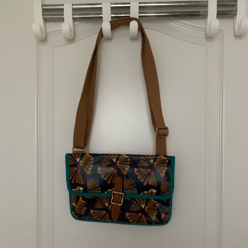 NWOT Fossil SL4139 Crossbody Bag Floral Geometric Coated Canvas